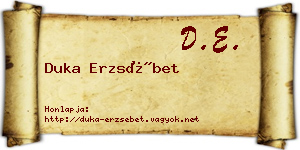Duka Erzsébet névjegykártya