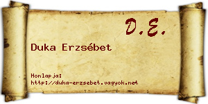 Duka Erzsébet névjegykártya